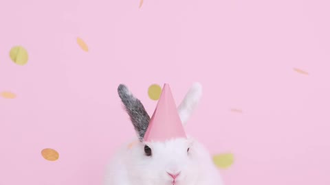 Cute bunny wearing a party hat