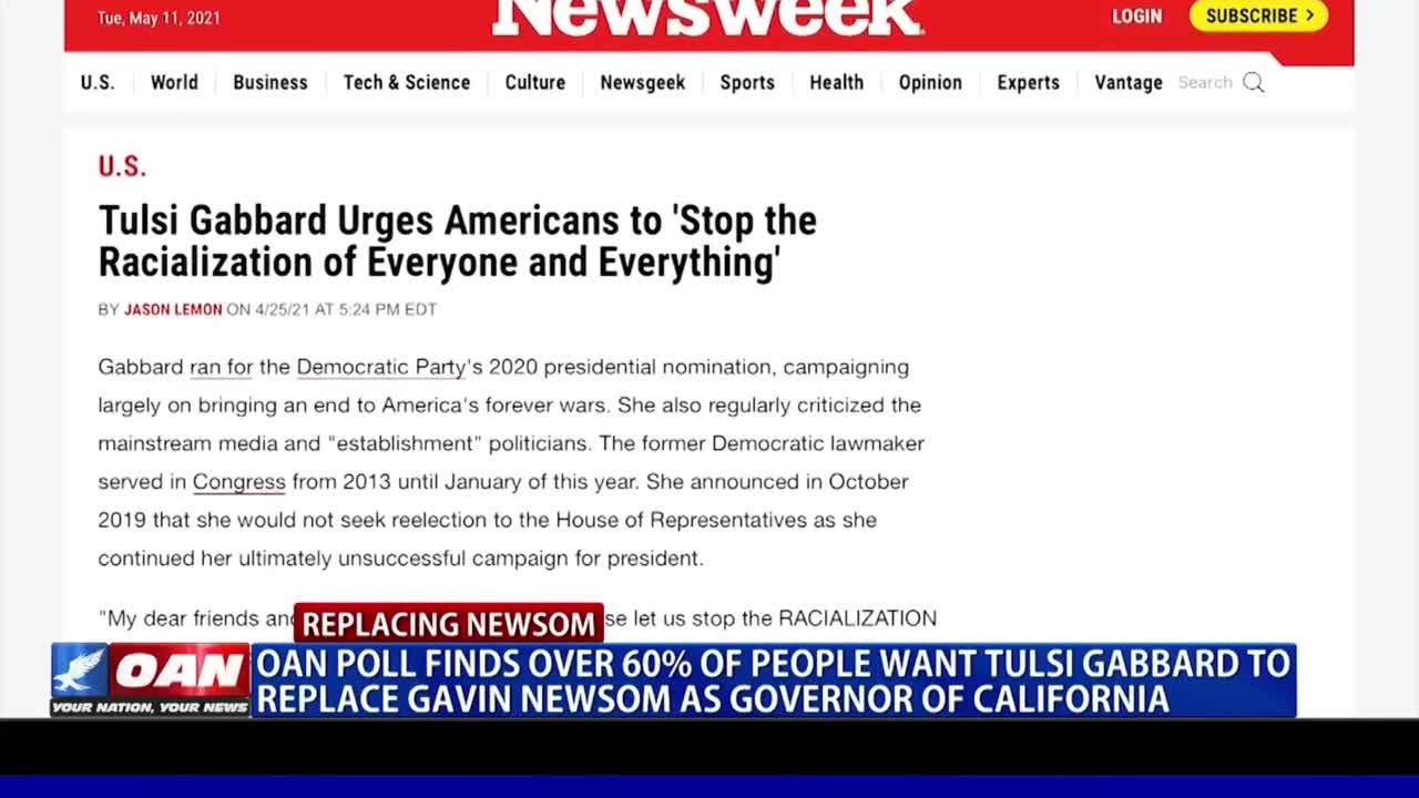 Tulsi Gabbard to replace Gavin Newsom