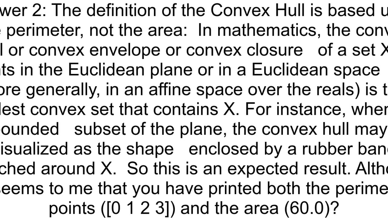 Computing the area of a convex hull in scipy