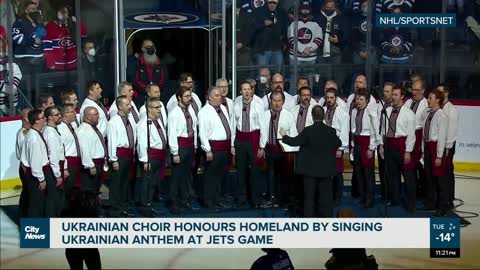 Ukrainian choir honours home by singing Ukrainian anthem at Jets game