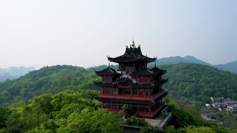 The exquisite building looks particularly delicate among the dense woods