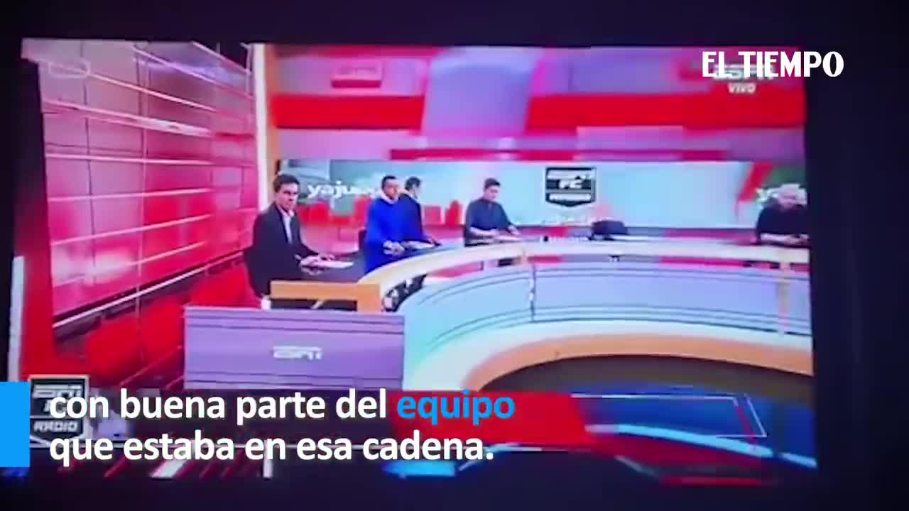 Una pantalla cae sobre periodista de ESPN Carlos Orduz, en pleno programa