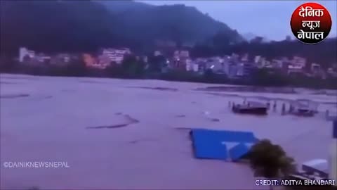 Watch the recent flood of Melamchi in sindhupalchowk near to China border