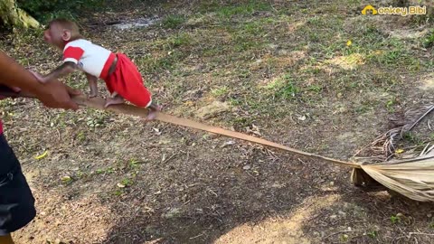 BiBi Helps dad clean up the farm