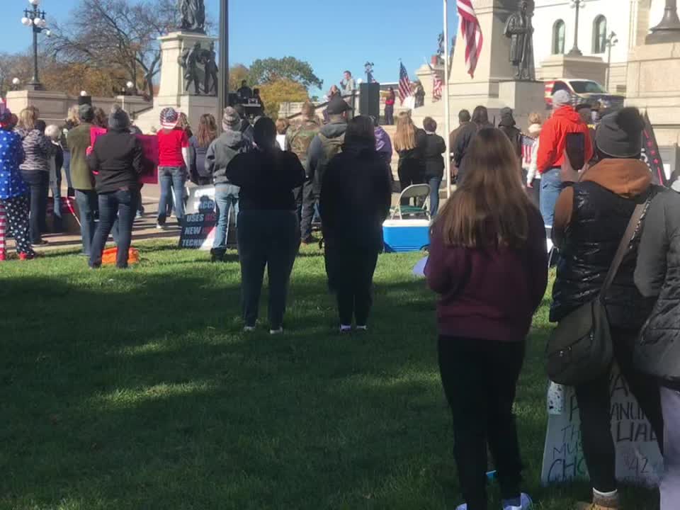 Vaccine reaction story speech mn rally