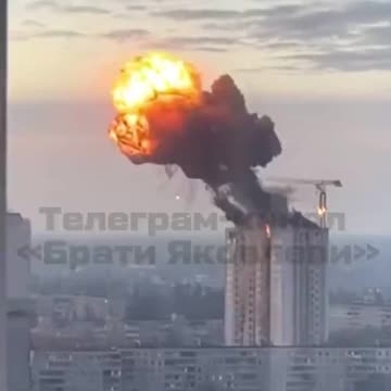 A residential building in Kyiv was struck by a Russian missile.