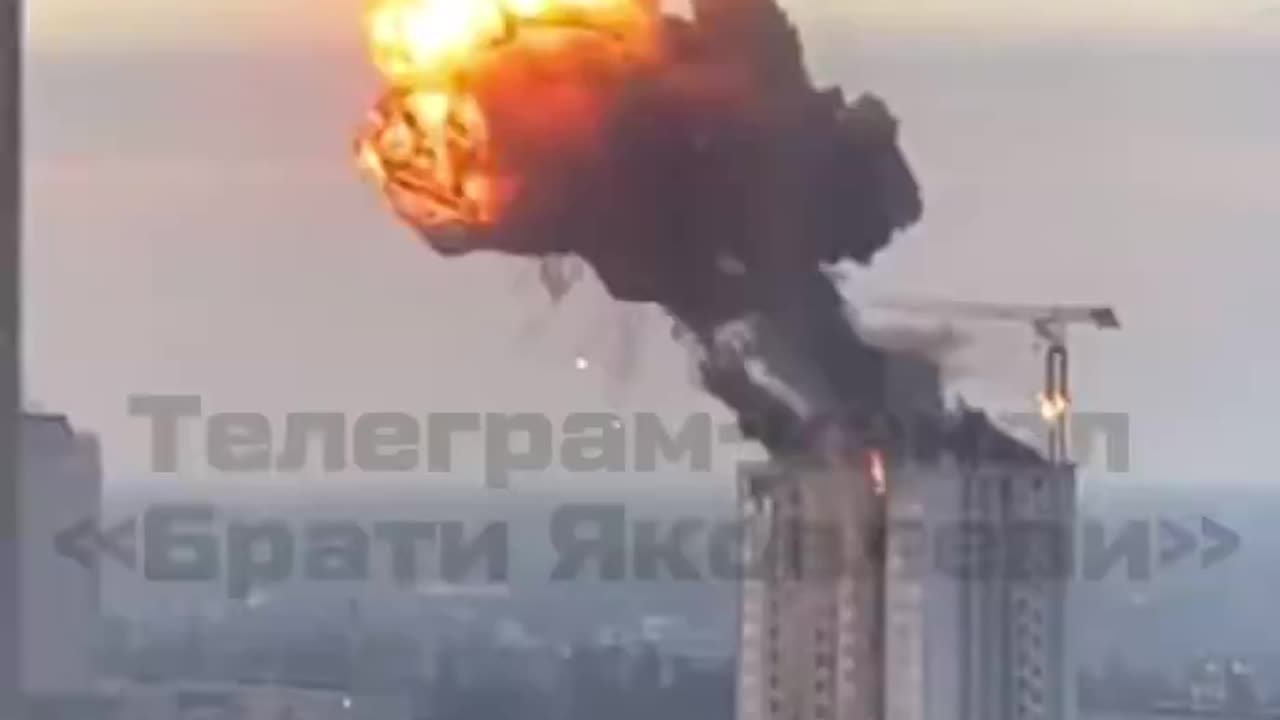 A residential building in Kyiv was struck by a Russian missile.