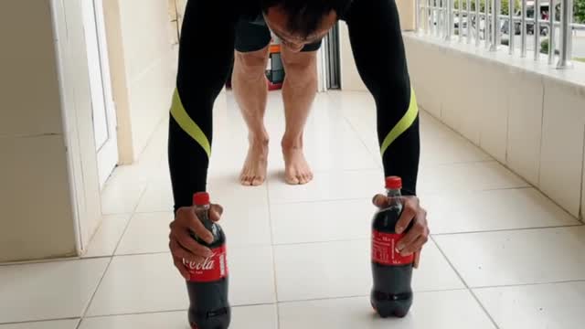 Push up with coca-cola