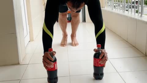 Push up with coca-cola