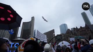 Cuban-Canadians in Toronto release doves to symbolize freedom for political protestors in Cuba.