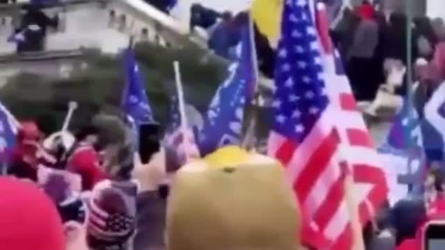 Police Push Man Off the Side of Building During Trump Rally