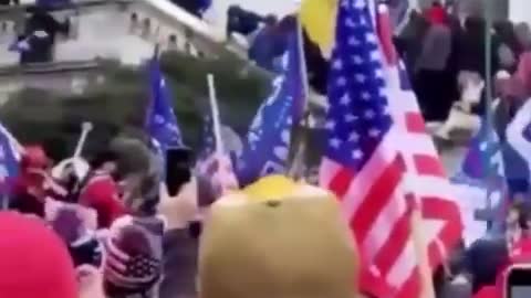 Police Push Man Off the Side of Building During Trump Rally