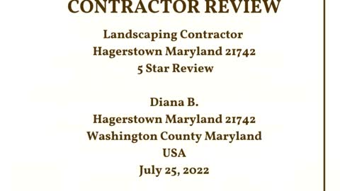 Landscape Company Hagerstown Maryland 5 Star Video Review