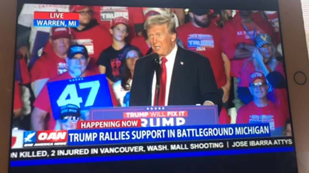 🦅 OAN rallying warren Michigan Friday president Donald j trump 05:09 pm