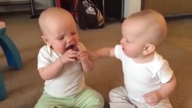 twins baby playing together funny siblings