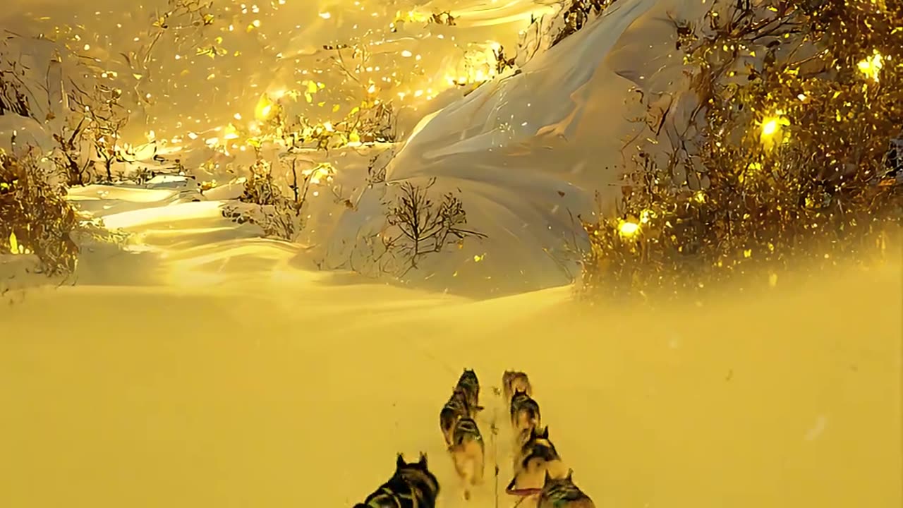 Dog ranging in snow fall