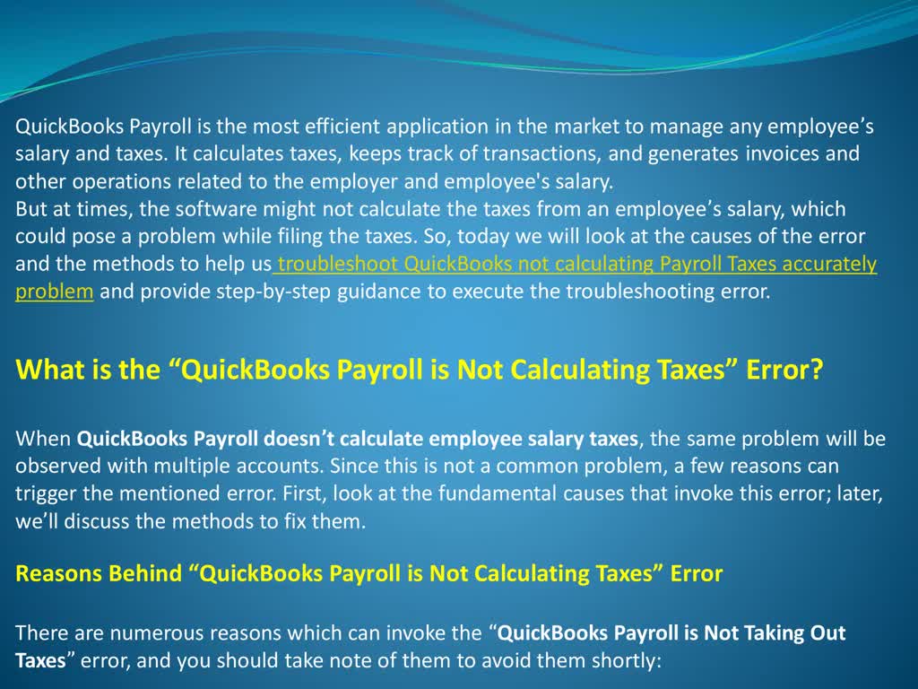 Fix QuickBooks Stopped Calculating Employees Payroll Tax Issue