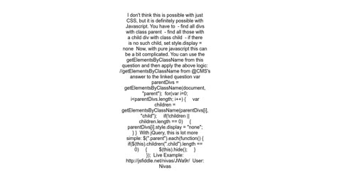 css hide div if div has no child with class