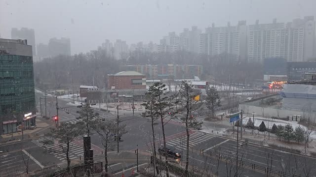 Snowfall and car