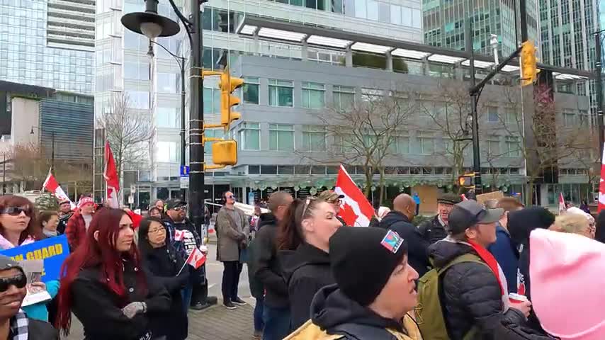 CANADA - Protest for the Ted Talks Bill Gates Al Gore event. Downtown, Vancouver. April 2022