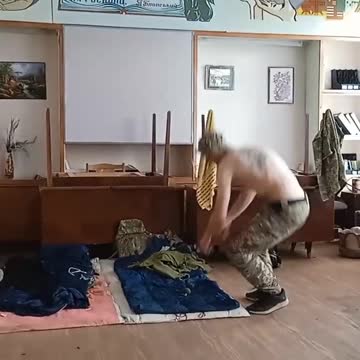 Ukraine soldiers inside a children's school