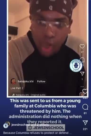 Columbia student Khywani James. “Zionists don’t deserve to live,”