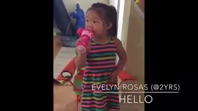 2 year old singing Adele Hello