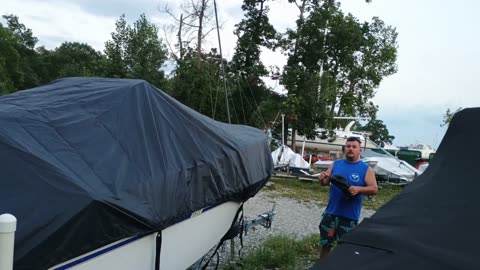 Boat Cover Heavy Duty 600D Waterproof 14-16ft Trailerable for Bass Boat, Tri-Hull, Fishing Boat