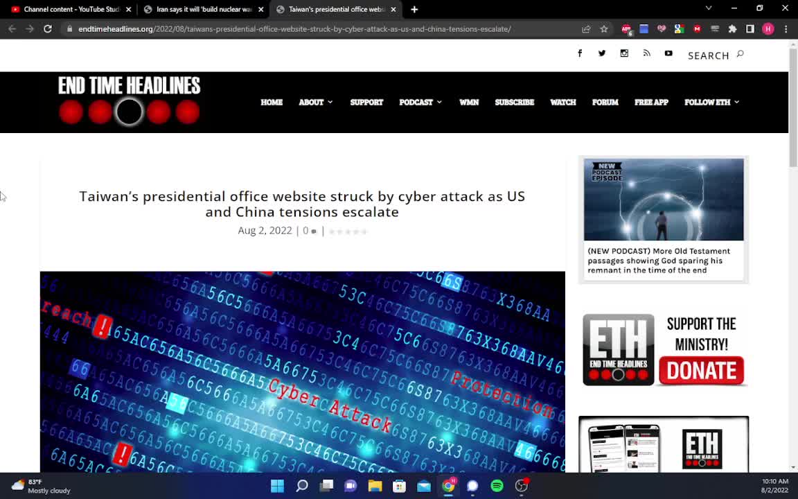 Iran Threatens The West With Nuclear Warheads, Cyber Attack Strikes Taiwan's Presidential Website!!!
