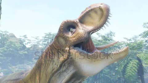 dinosaur-tyrannosaurus-t-rex-went-on-a-hunt-in-the-prehistoric-jungle-green-view-of-th