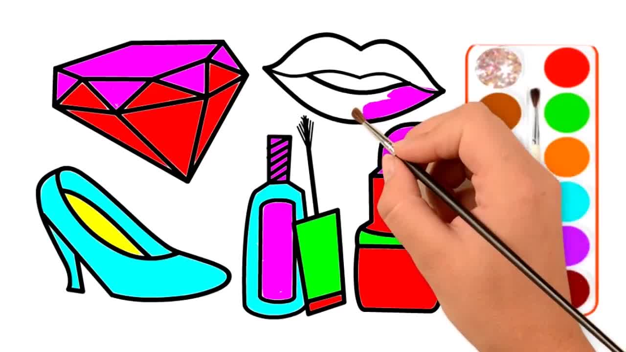 Drawing and Coloring for Kids - How to Draw Girl Cosmetics 01