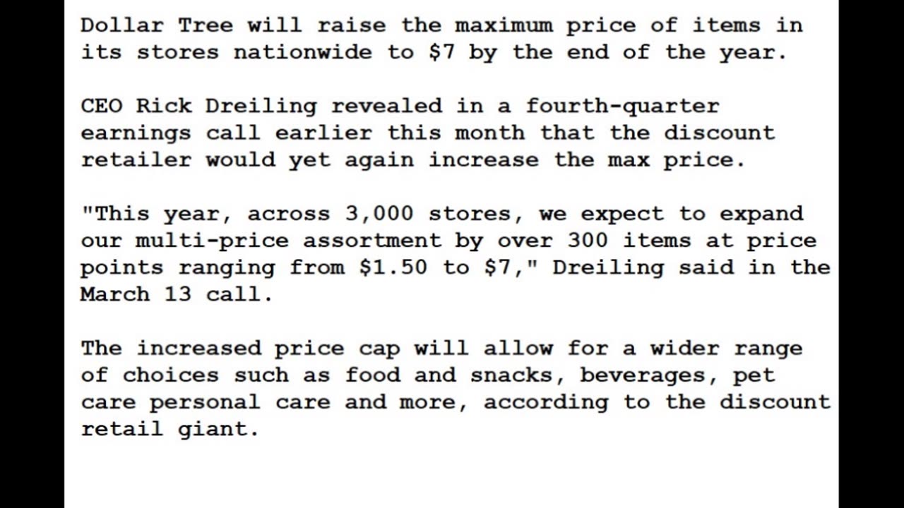 24-0326 - Dollar Tree Upping Max Prices in its Stores Nationwide