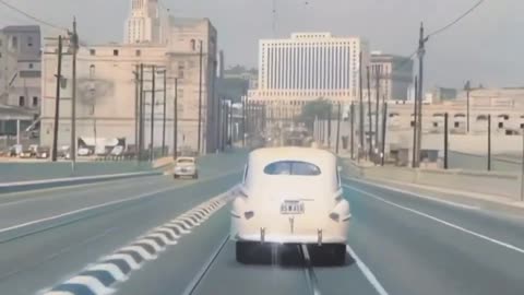 A drive through downtown Los Angelas during the 1940s