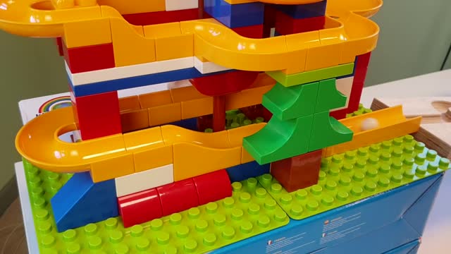 Satisfying building blocks Marble run race wave track, winding track & handmade wooden slope