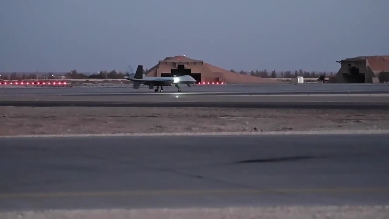 MQ-9 Reaper drone takes off from an undisclosed location