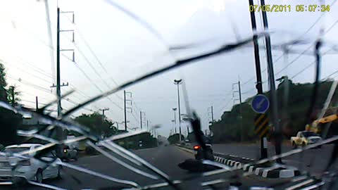 Reckless Biker Hits Car