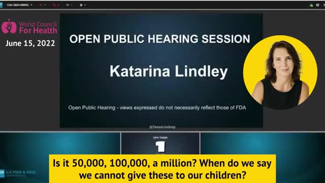 Dr. Kat Lindley Tells the FDA NO Covid-19 Vaccines for Kids