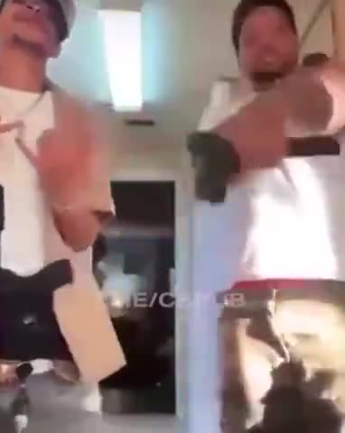 Guy playing with a gun on Instagram Live almost castrates himself. Guess who？