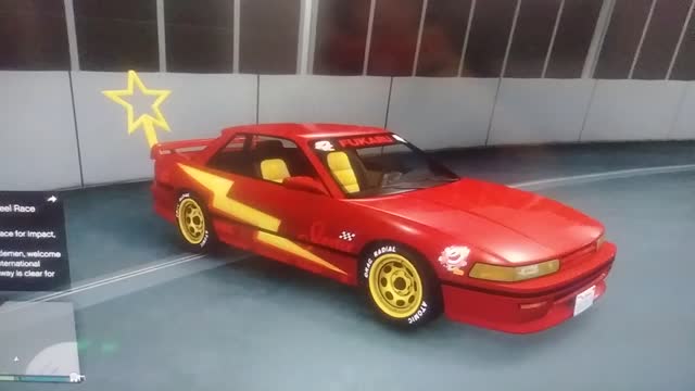 Red car by Jack the Irish wolfhound