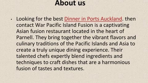 Get The Best Dinner in Ports Auckland.