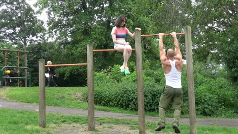 Pull up workout in the park