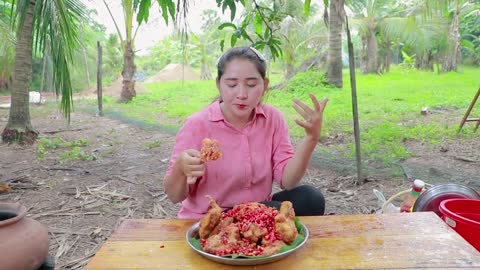 Amazing Chicken Wing Spicy Chili Eating Recipe - Tasty Chicken Wing Eating - Cooking With Sros