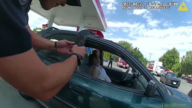 Man found slumped over at a gas station is unharmed after being shot at by officers after a foot chase