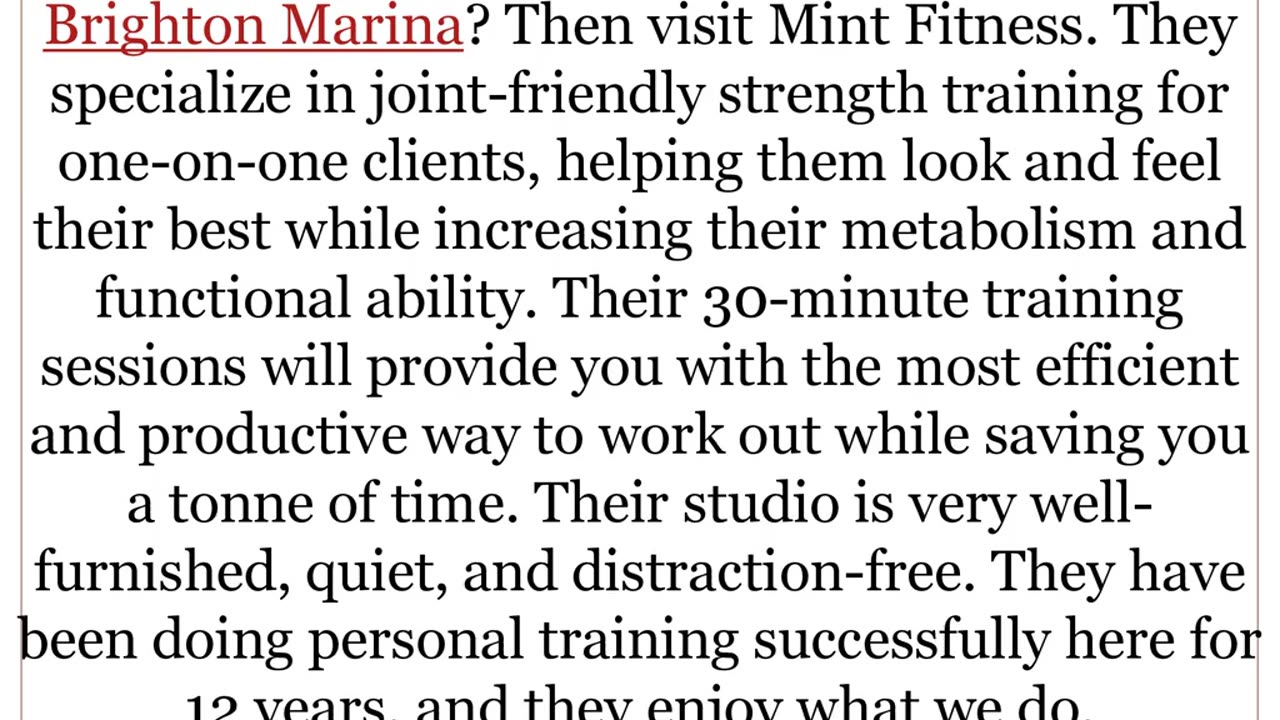 Best Personal Trainer Service in Brighton Marina