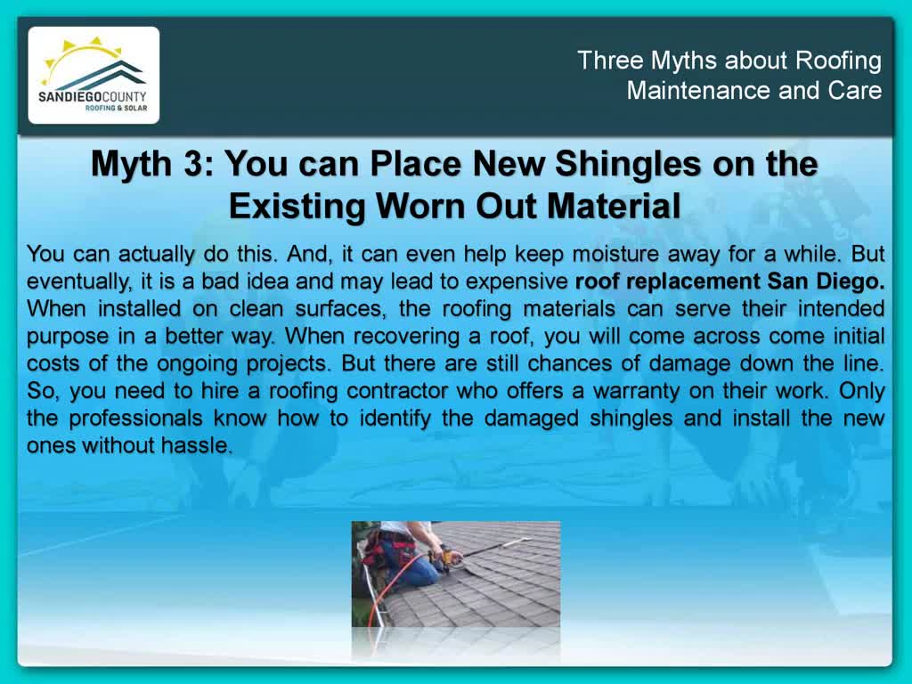 Three Myths about Roofing Maintenance and Care