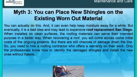 Three Myths about Roofing Maintenance and Care