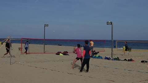 Volleyball game on the sea