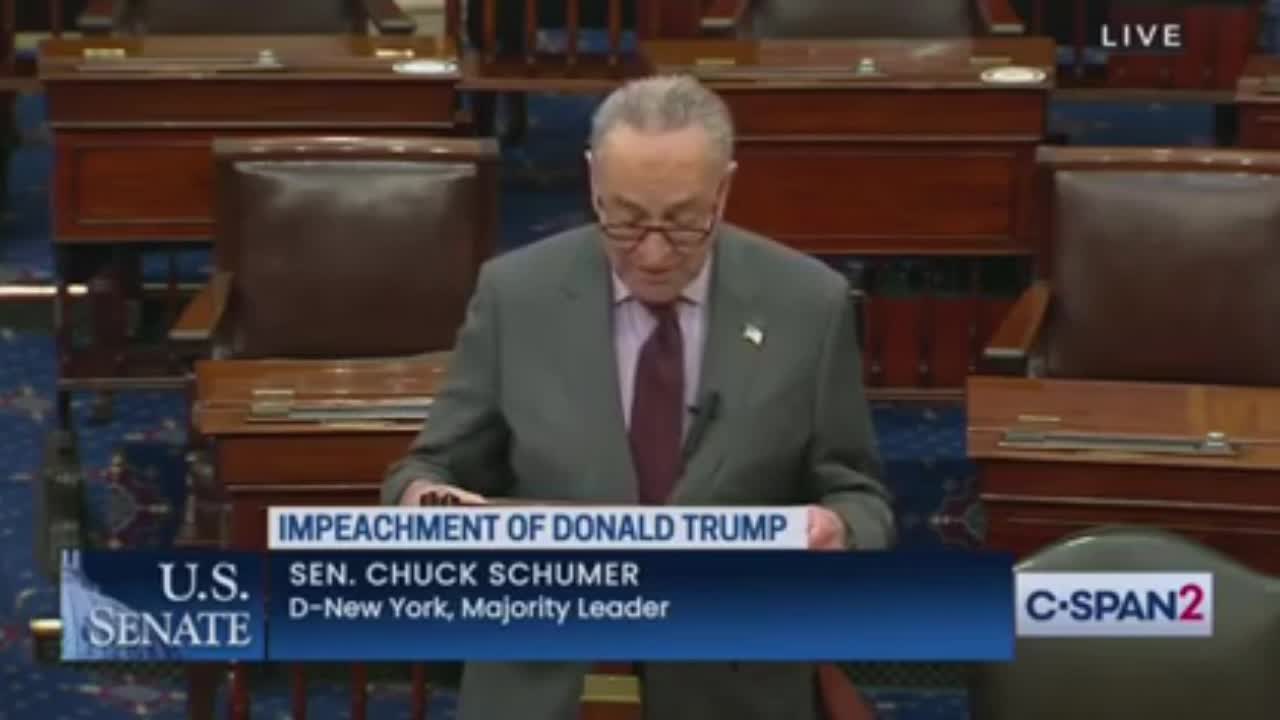 Schumer Accidentally Says "Senators Will Have To Decide If Donald John Trump Incited The Erection"