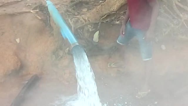 Natural Hot Water Gushes Out from the Ground.