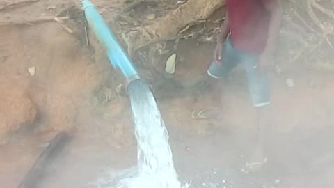 Natural Hot Water Gushes Out from the Ground.